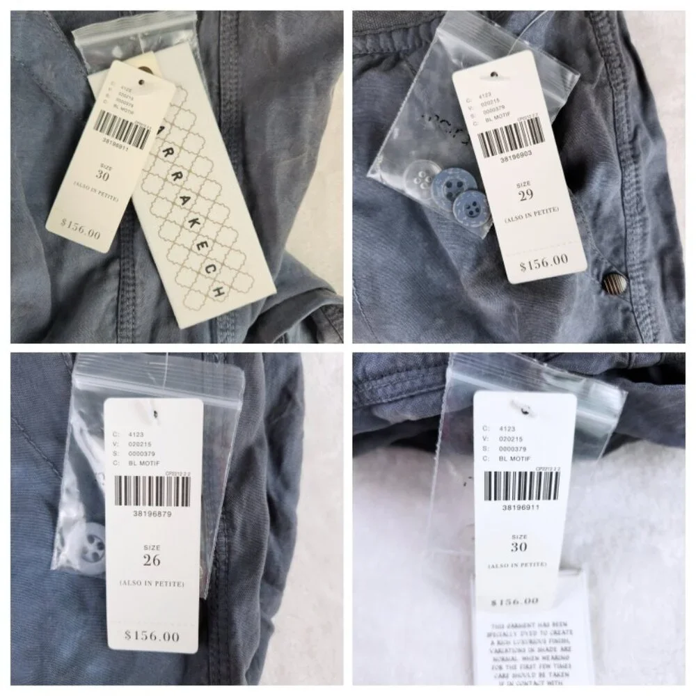 Marrakech Blue Gray Charlotte Roll Tab Tencil Pants Anthropologie - Picture 8 of 11